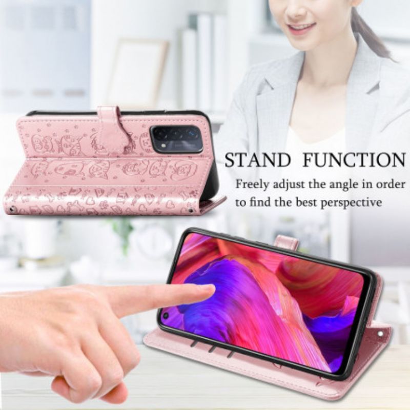 Etui Folio Oppo A54 5g / A74 5g Animowane Zwierzęta Etui Ochronne