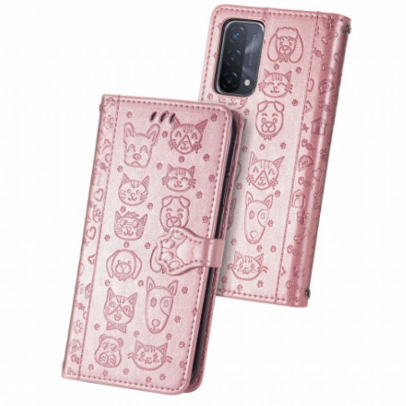 Etui Folio Oppo A54 5g / A74 5g Animowane Zwierzęta Etui Ochronne