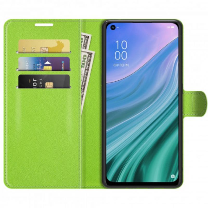 Etui Folio Oppo A54 5g / A74 5g Klasyczne Liczi Sztuczna Skóra Etui Ochronne