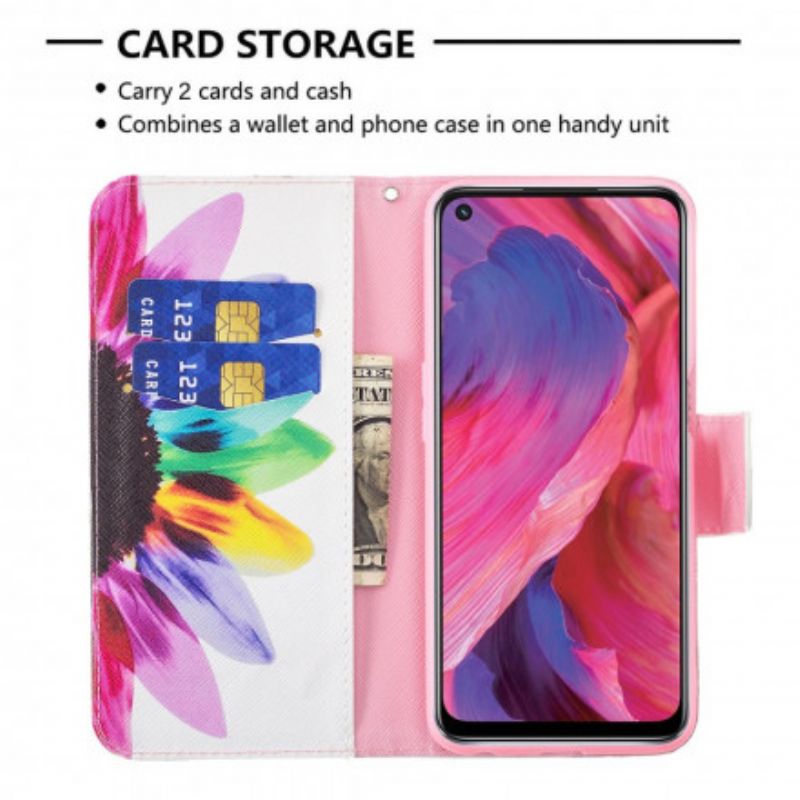 Etui Folio Oppo A54 5g / A74 5g Kwiat Akwarela