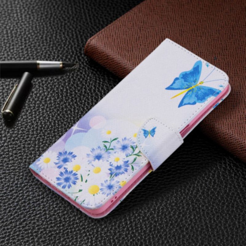 Etui Folio Oppo A54 5g / A74 5g Malowane Motyle I Kwiaty Etui Ochronne