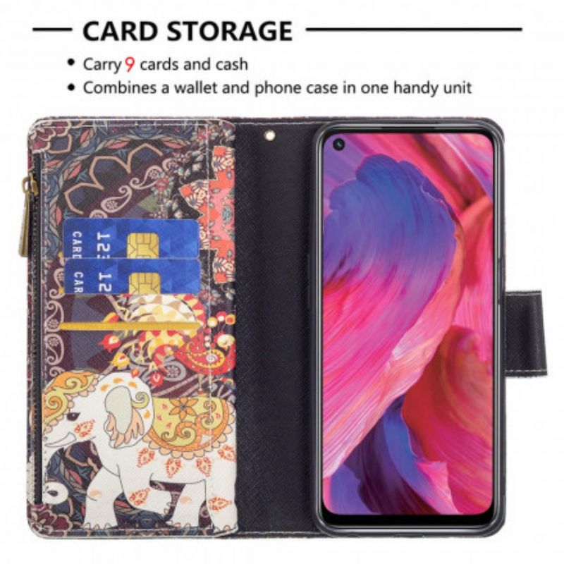 Etui Folio Oppo A54 5g / A74 5g Słoń Zapinana Kieszeń Etui Ochronne