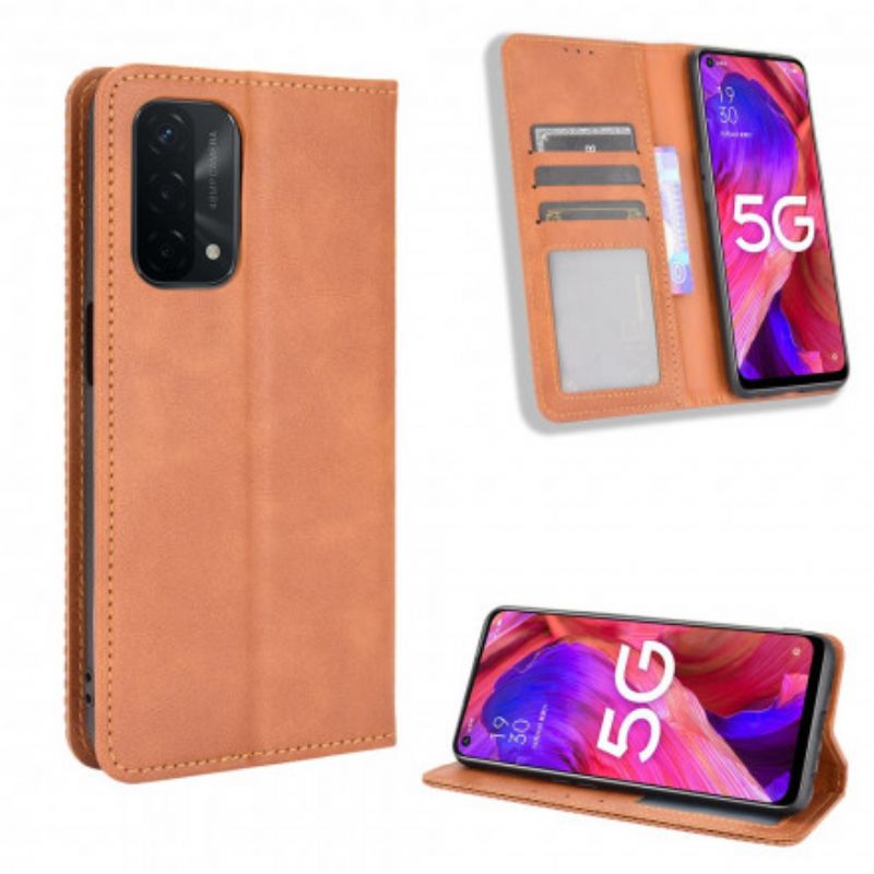 Flip Kotelot Do Oppo A54 5g / A74 5g Stylizowany Efekt Skóry W Stylu Vintage