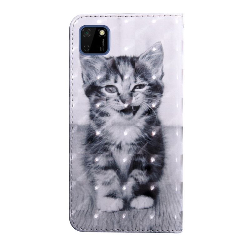 Etui Folio Huawei Y5p Czarno-Biały Cat Etui Ochronne