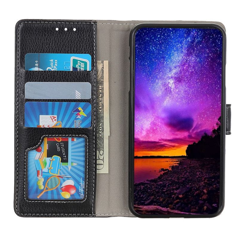 Etui Folio Huawei Y5p Czarny Widoczne Szwy Liczi Etui Ochronne