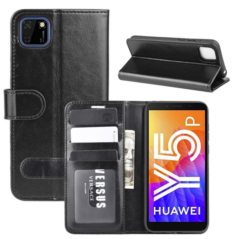 Etui Folio Huawei Y5p Czerwony Czarny Ultra Sztuczna Skóra