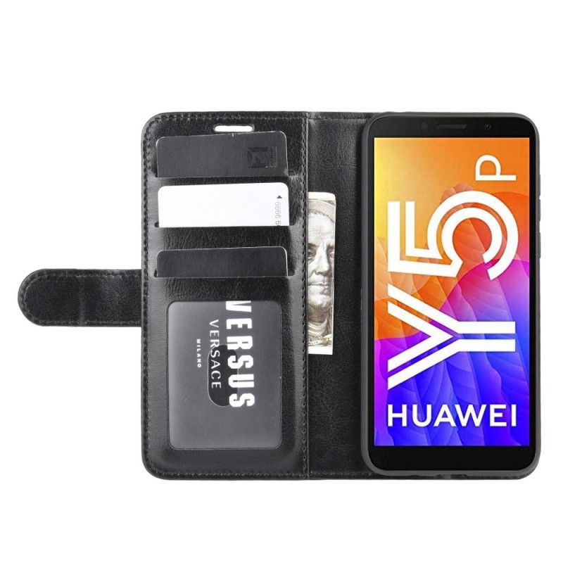 Etui Folio Huawei Y5p Czerwony Czarny Ultra Sztuczna Skóra