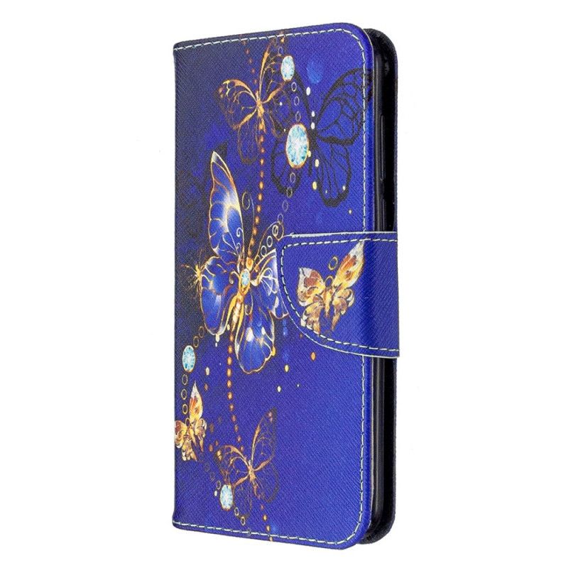 Etui Folio Huawei Y5p Jasnoniebieski Motyle W Nocy Etui Ochronne