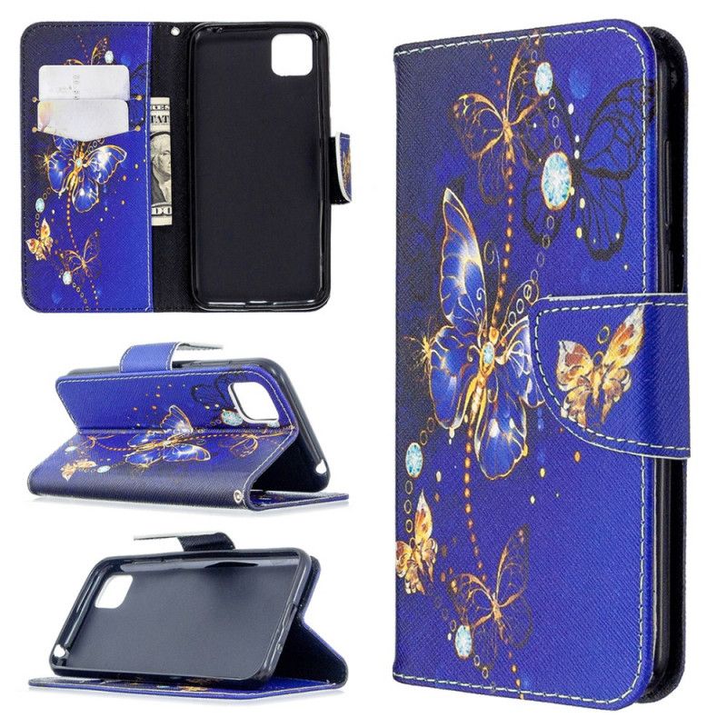 Etui Folio Huawei Y5p Jasnoniebieski Motyle W Nocy Etui Ochronne