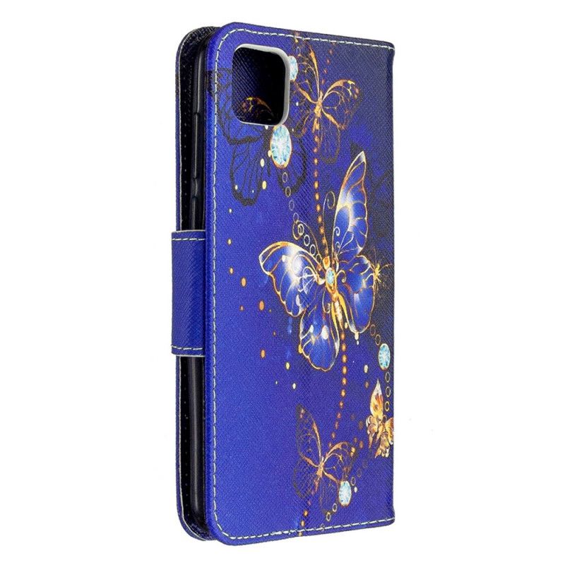 Etui Folio Huawei Y5p Jasnoniebieski Motyle W Nocy Etui Ochronne