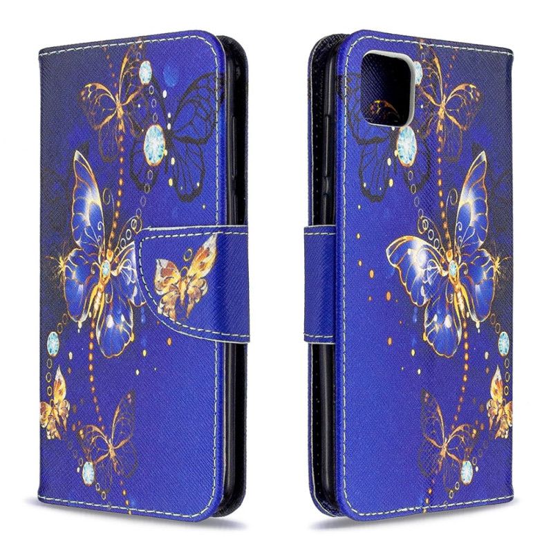 Etui Folio Huawei Y5p Jasnoniebieski Motyle W Nocy Etui Ochronne