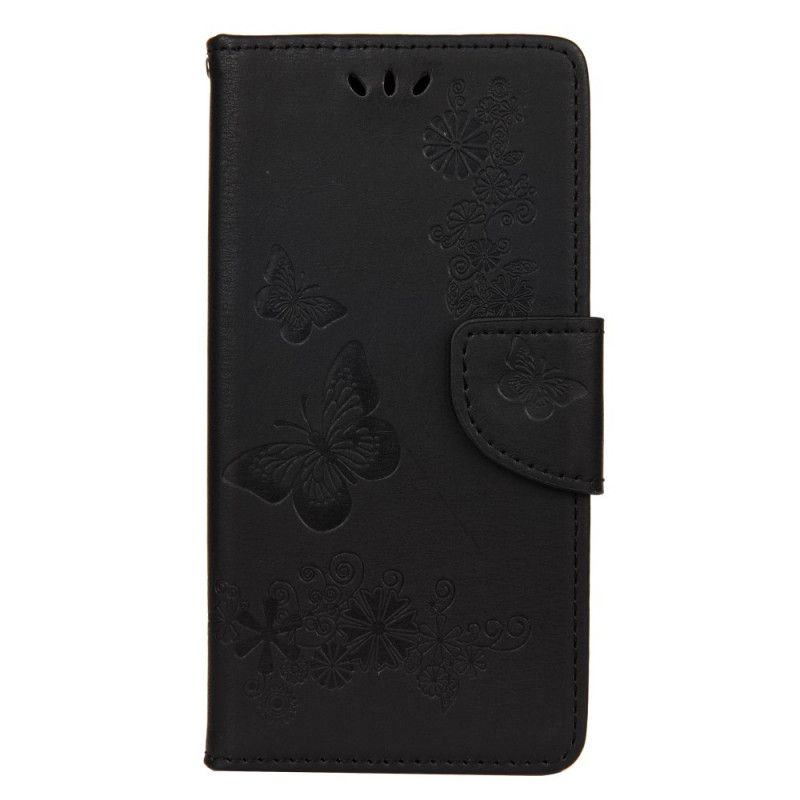 Etui Folio Huawei Y5p Szary Czarny Tylko Motyle Ze Stringami