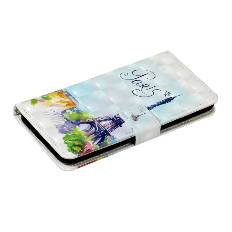 Etui Folio Huawei Y5p Wieża Eiffla W Akwareli