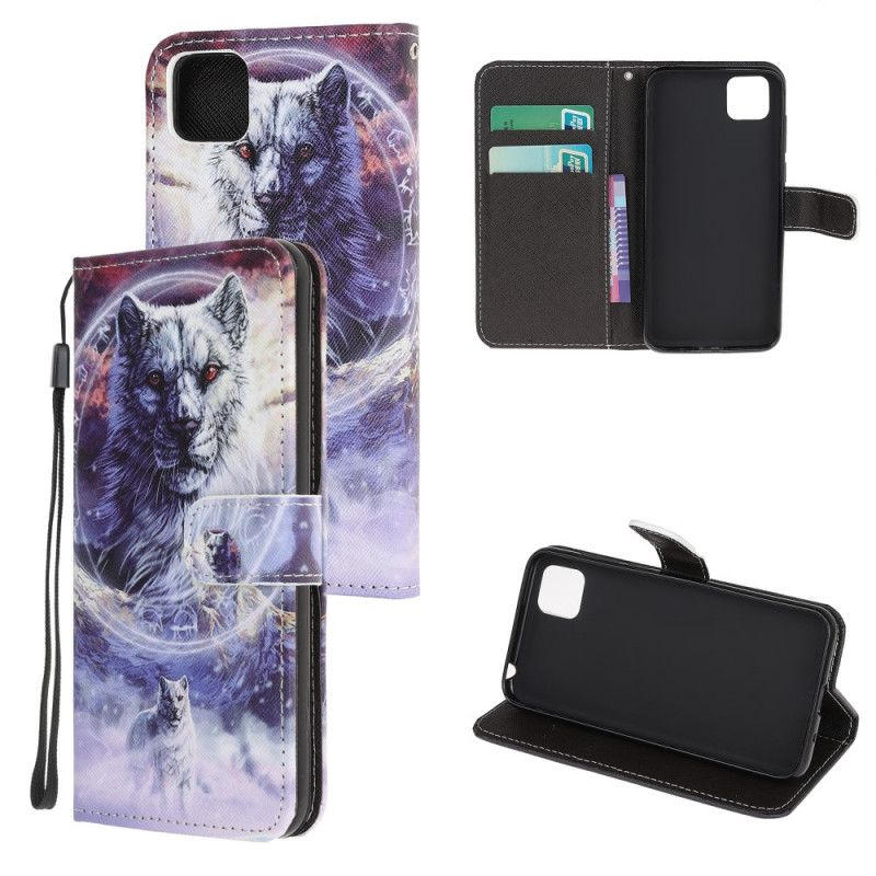 Etui Folio Huawei Y5p Wilk Zimą Ze Stringami Etui Ochronne