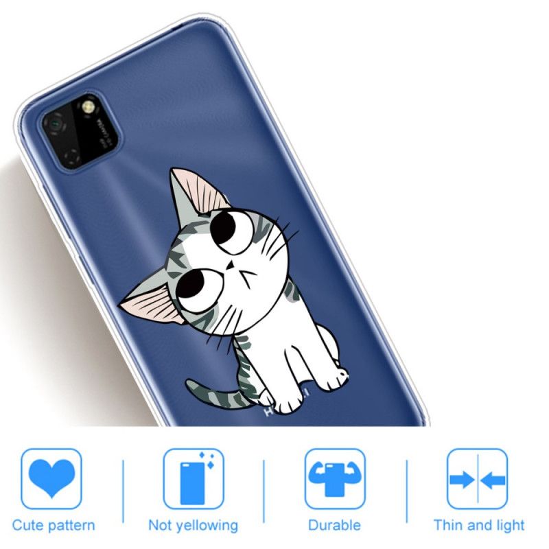 Etui Huawei Y5p Biały Czarny Obserwuj Koty