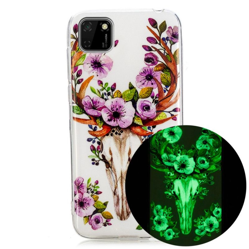 Etui Huawei Y5p Fluorescencyjny Kwiecisty Łoś Etui Ochronne