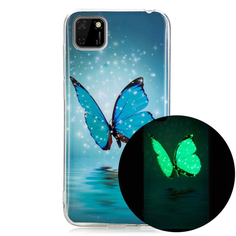 Etui Huawei Y5p Fluorescencyjny Niebieski Motyl Etui Ochronne