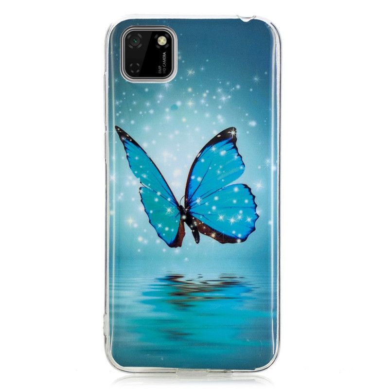 Etui Huawei Y5p Fluorescencyjny Niebieski Motyl Etui Ochronne