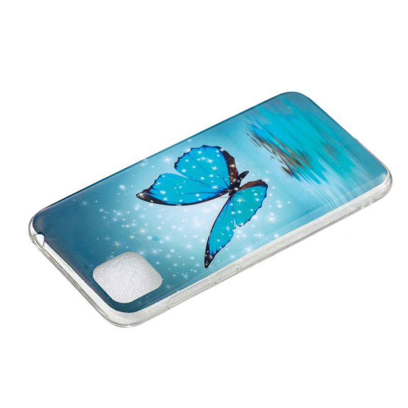 Etui Huawei Y5p Fluorescencyjny Niebieski Motyl Etui Ochronne