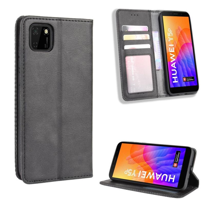 Flip Kotelot Huawei Y5p Czerwony Czarny Stylizowany Efekt Skóry W Stylu Vintage Etui Ochronne