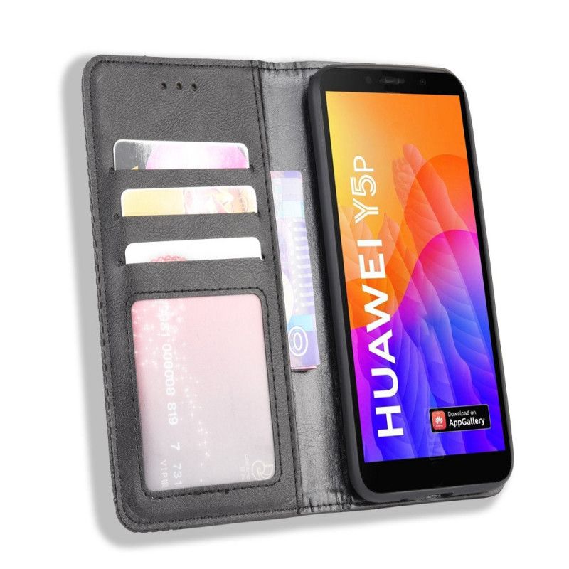 Flip Kotelot Huawei Y5p Czerwony Czarny Stylizowany Efekt Skóry W Stylu Vintage Etui Ochronne