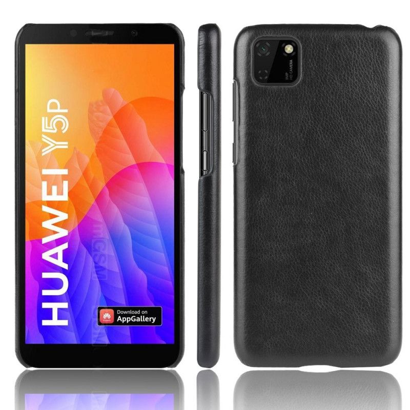 Futerały Huawei Y5p Szary Czarny Etui na Telefon Efekt Skóry Lychee Performance