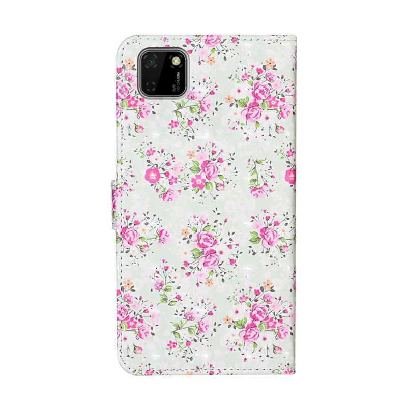 Skórzany Futerał Huawei Y5p Etui na Telefon Liberty Design Flowers