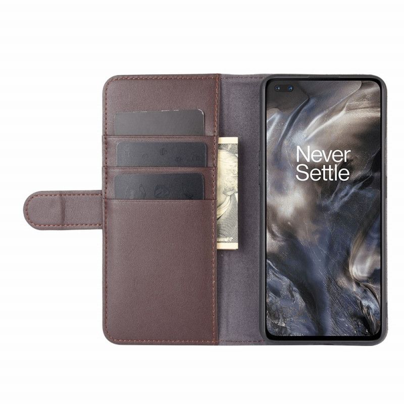 Etui Folio OnePlus Nord Brązowy Czarny Prawdziwa Skóra