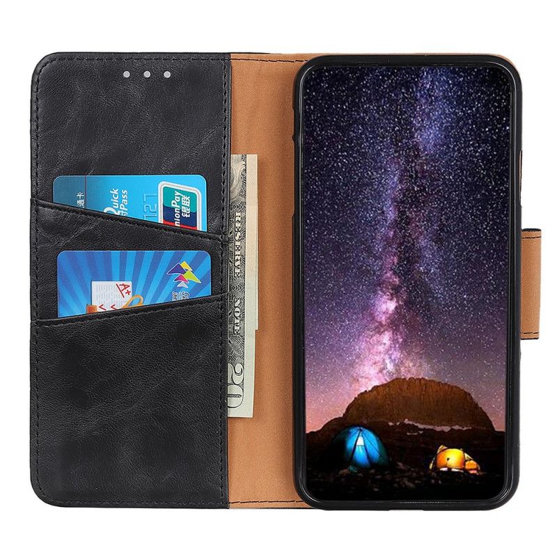 Etui Folio OnePlus Nord Czerwony Czarny Dwustronne Zapięcie Z Dwoiny Skóry