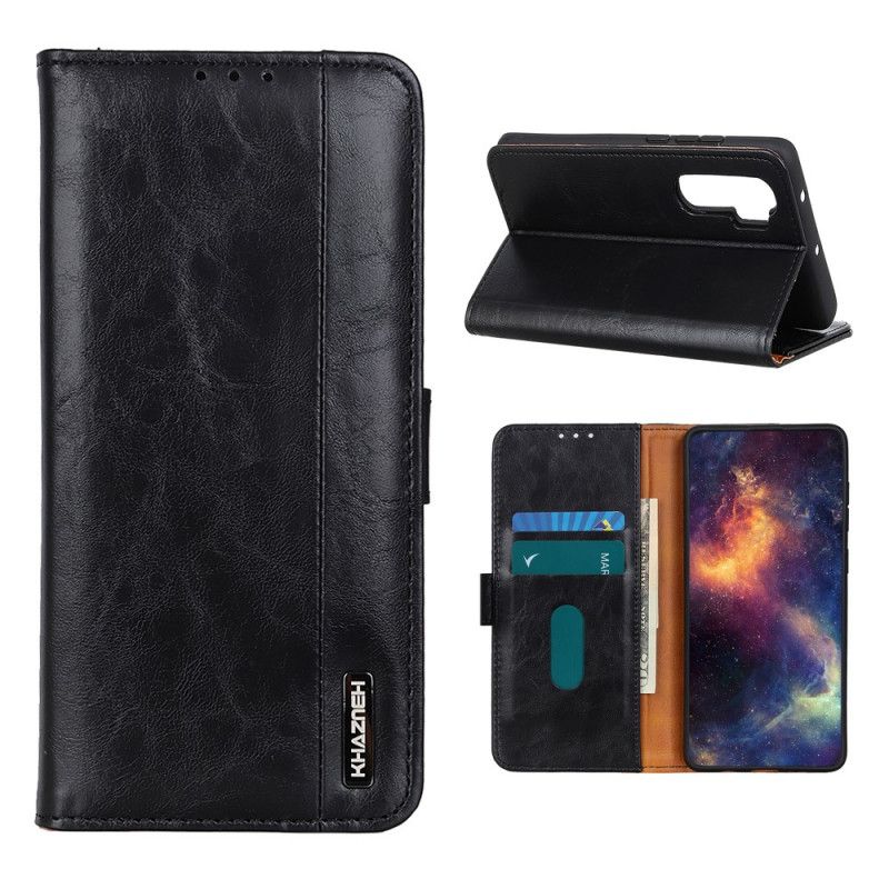 Etui Folio OnePlus Nord Czerwony Czarny Elegancja W Stylu Khazneh Ze Skóry