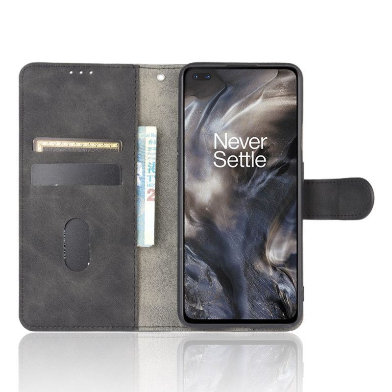 Etui Folio OnePlus Nord Czerwony Czarny Miękki W Dotyku Efekt Skóry