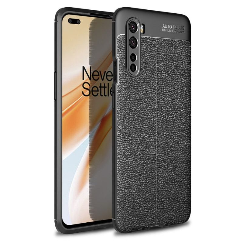 Etui OnePlus Nord Czerwony Czarny Efekt Skóry Z Podwójną Linią Liczi Etui Ochronne