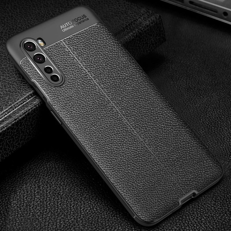 Etui OnePlus Nord Czerwony Czarny Efekt Skóry Z Podwójną Linią Liczi Etui Ochronne