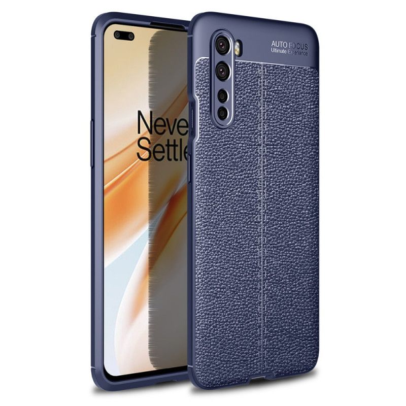 Etui OnePlus Nord Czerwony Czarny Efekt Skóry Z Podwójną Linią Liczi Etui Ochronne