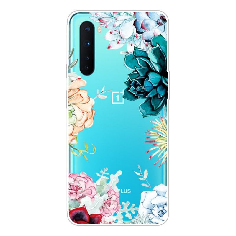 Etui OnePlus Nord Przezroczyste Kwiaty Akwarelowe