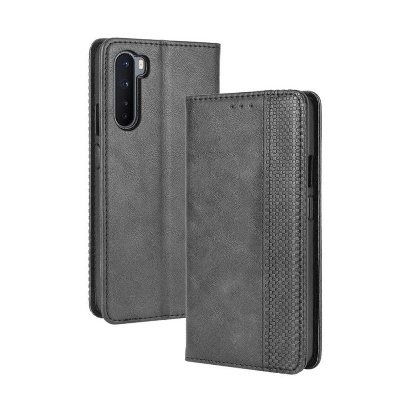 Flip Kotelot OnePlus Nord Czerwony Czarny Stylizowany Efekt Skóry W Stylu Vintage