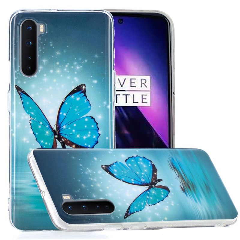 Futerały OnePlus Nord Etui na Telefon Fluorescencyjny Niebieski Motyl