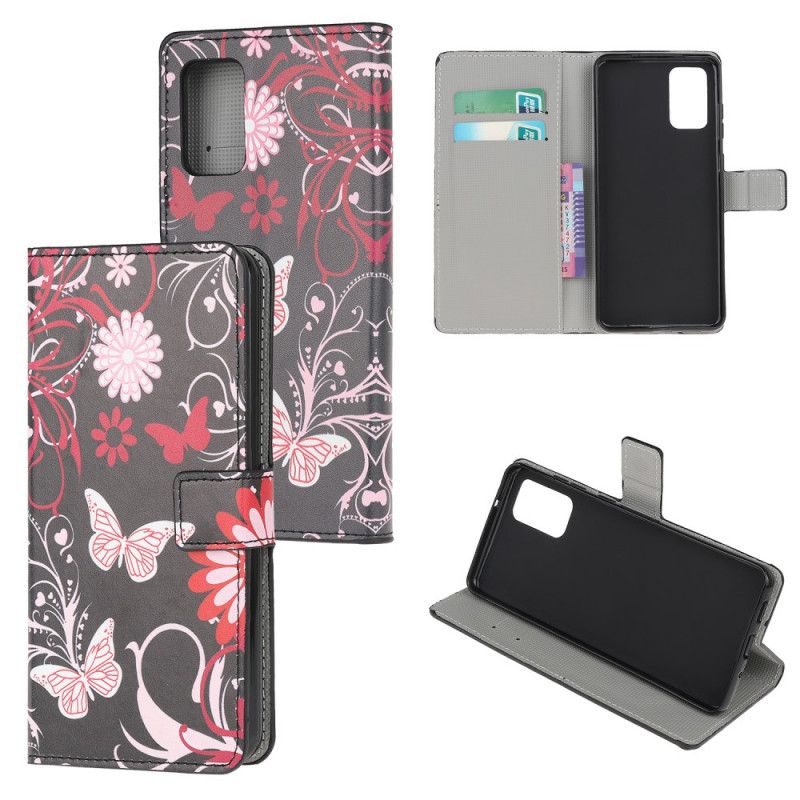 Etui Folio Samsung Galaxy S20 Czarny Motyle I Kwiaty