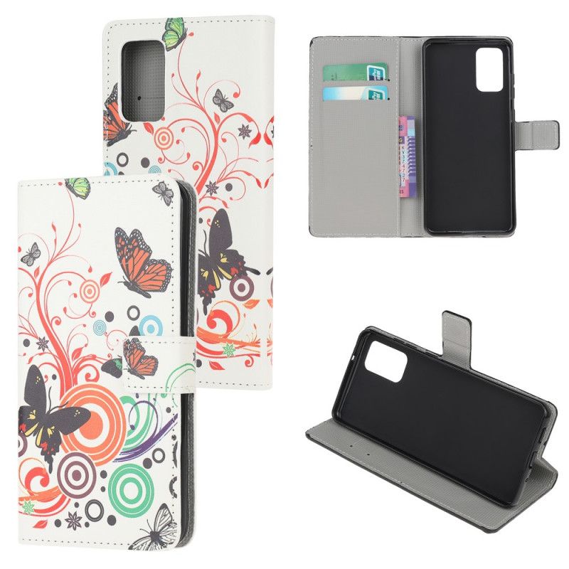 Etui Folio Samsung Galaxy S20 Czarny Motyle I Kwiaty