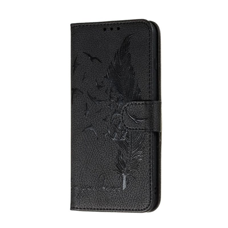 Etui Folio Samsung Galaxy S20 Czerwony Czarny Żyj Swoim Marzeniem Imitacja Skóry Etui Ochronne