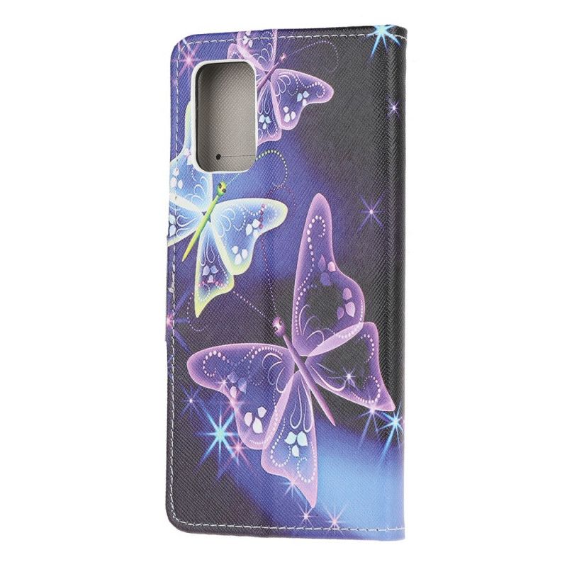 Etui Folio Samsung Galaxy S20 Fioletowy Jasnoniebieski Motyl Królewski