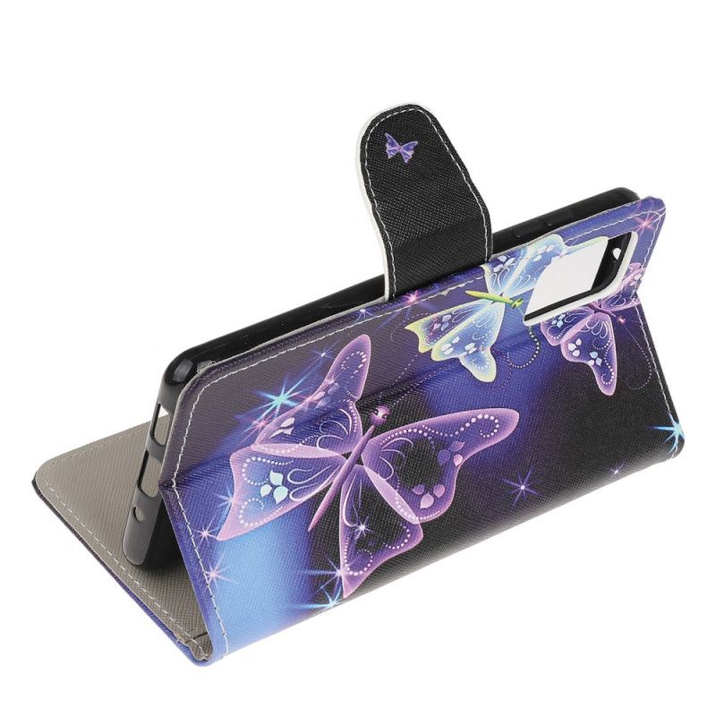 Etui Folio Samsung Galaxy S20 Fioletowy Jasnoniebieski Motyl Królewski