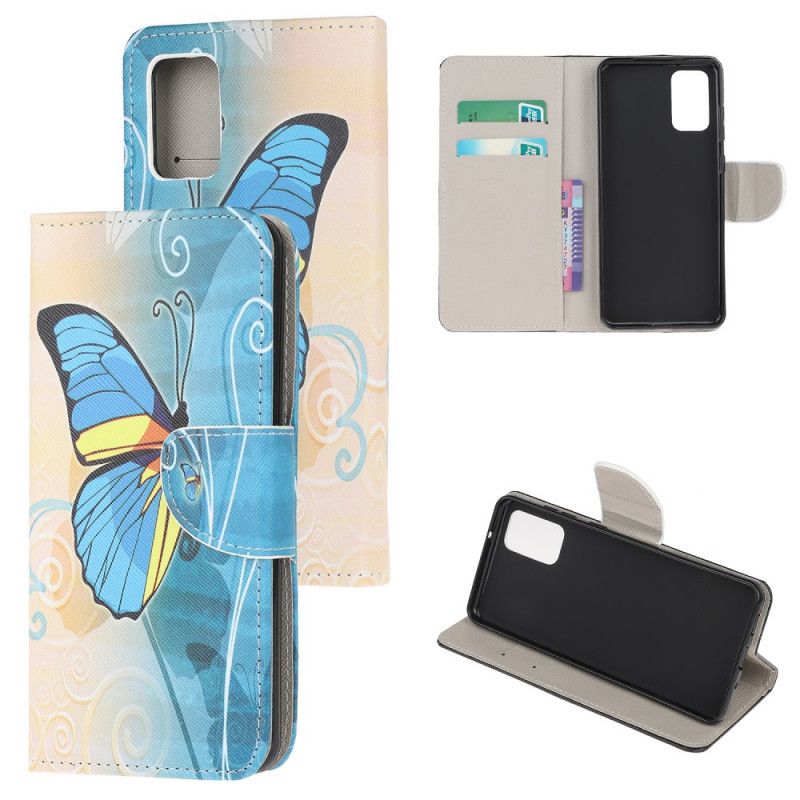 Etui Folio Samsung Galaxy S20 Fioletowy Jasnoniebieski Motyl Królewski