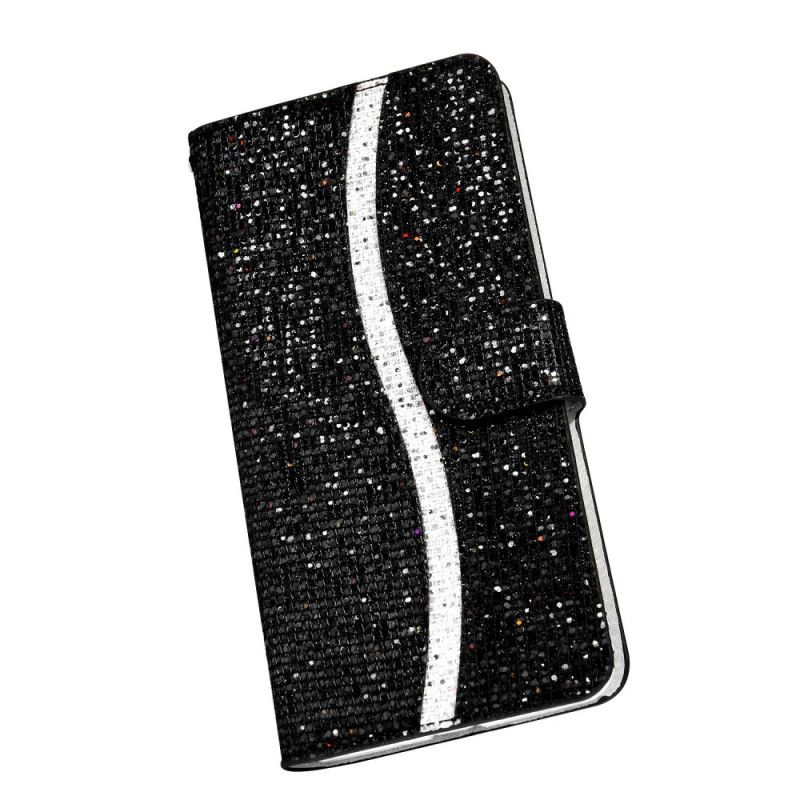 Etui Folio Samsung Galaxy S20 Granatowy Czarny Projekt Brokatu Etui Ochronne