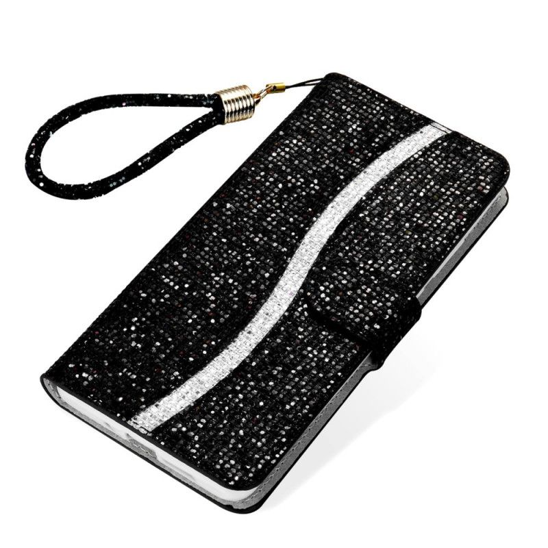 Etui Folio Samsung Galaxy S20 Granatowy Czarny Projekt Brokatu Etui Ochronne