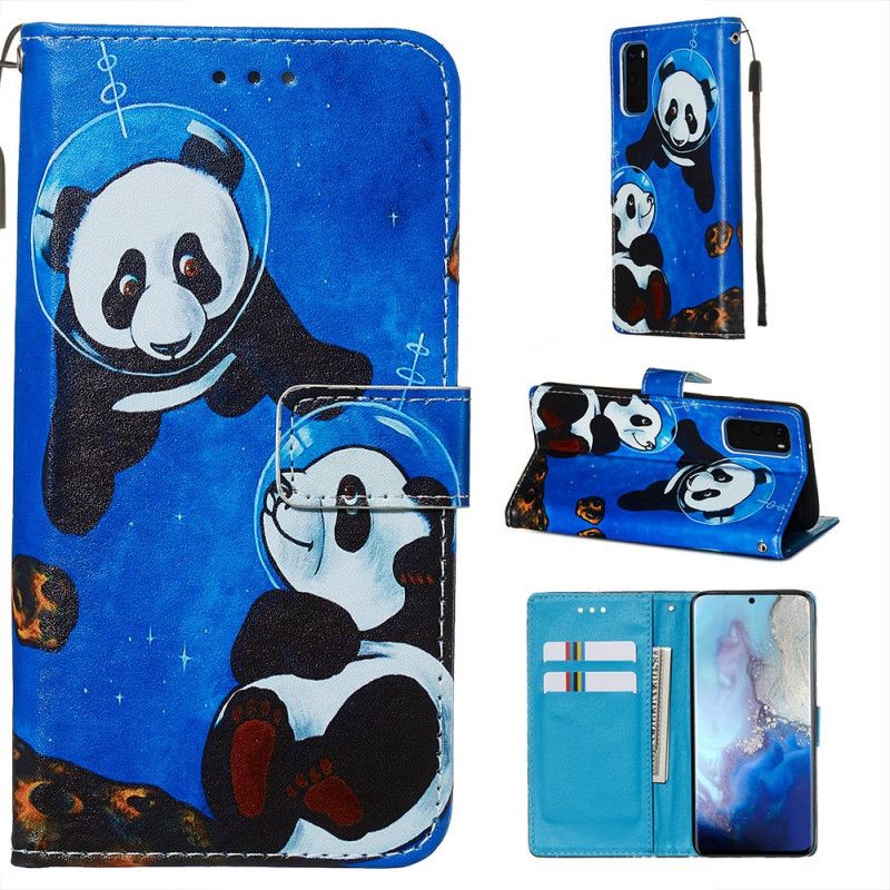 Etui Folio Samsung Galaxy S20 Kosmonauci Pandy Etui Ochronne