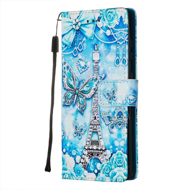 Etui Folio Samsung Galaxy S20 Motyle Wieży Eiffla Z Paskiem Etui Ochronne