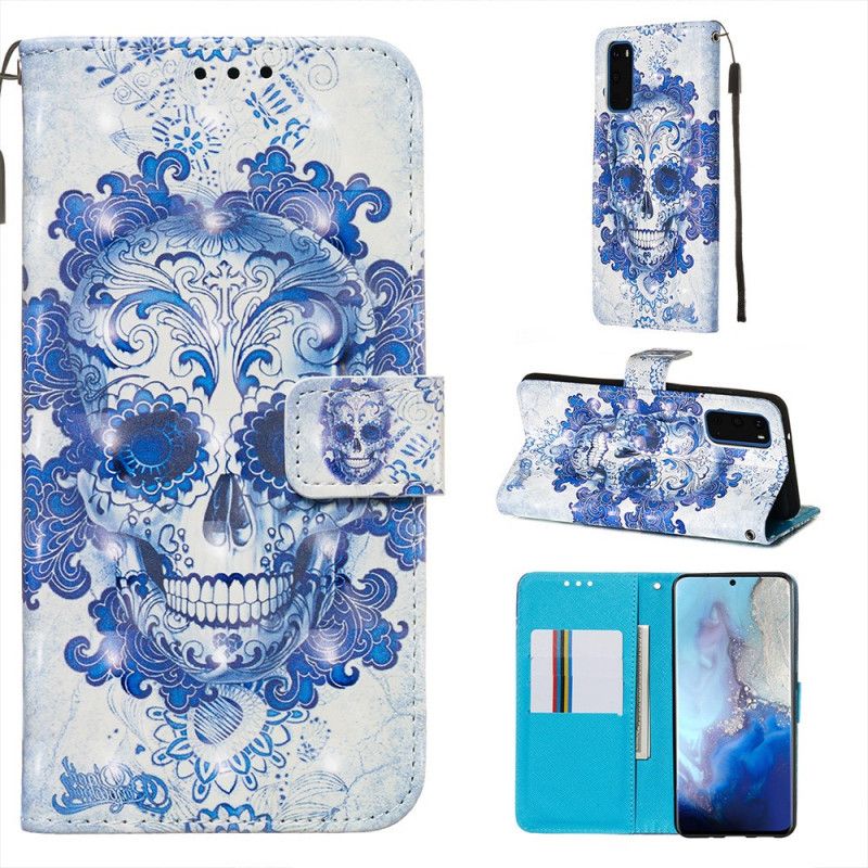 Etui Folio Samsung Galaxy S20 Niebieska Czaszka Etui Ochronne