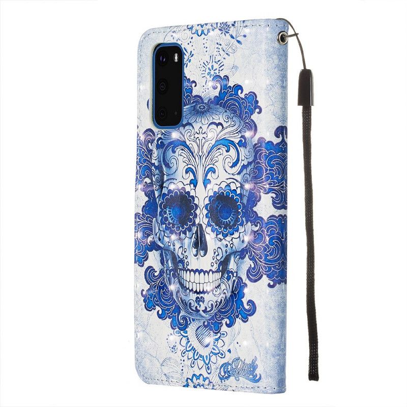 Etui Folio Samsung Galaxy S20 Niebieska Czaszka Etui Ochronne