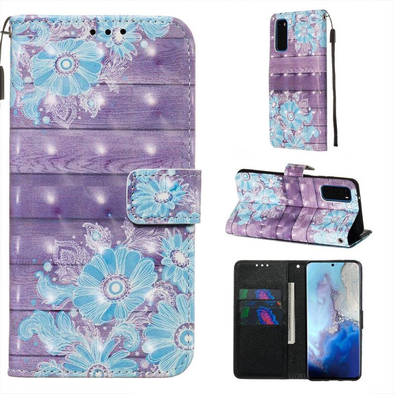 Etui Folio Samsung Galaxy S20 Niebieskie Kwiaty